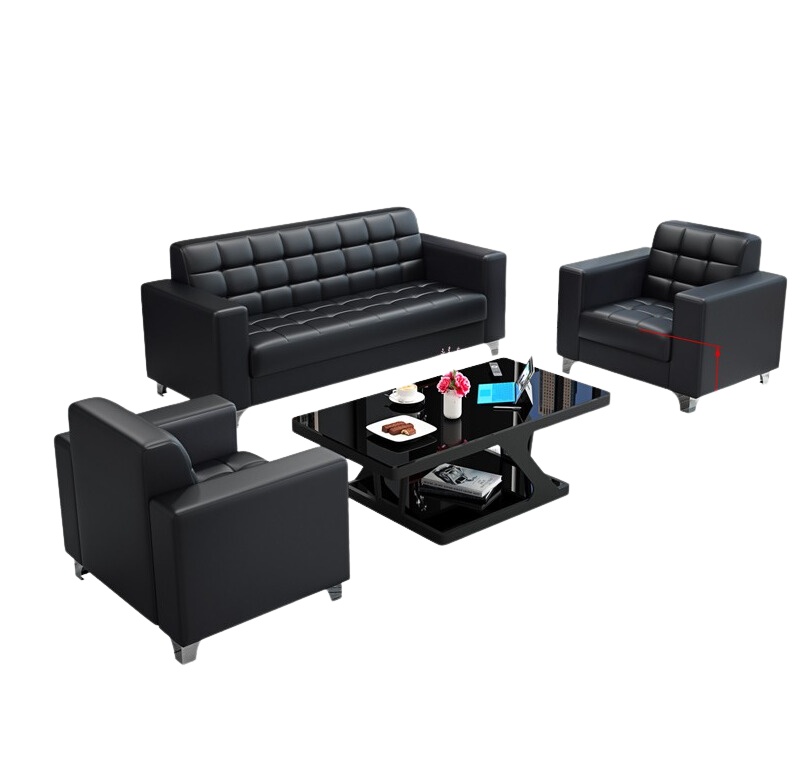 5-Seater Leather Office Sofa Set - Image 4