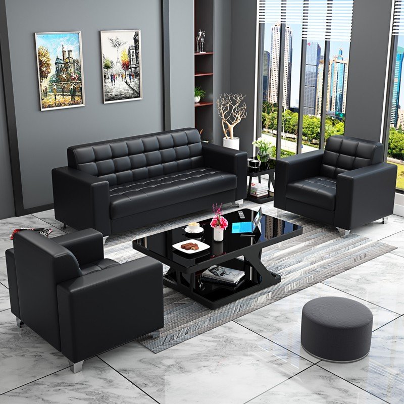 5-Seater Leather Office Sofa Set - Image 3