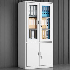 2-Door Half Glass Steel Filing Cabinet
