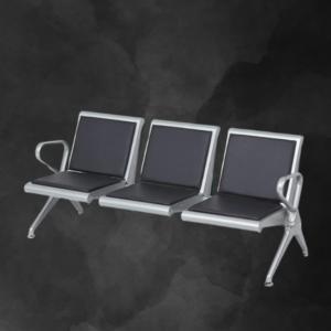 Black 3-Seater Reception Waiting Bench