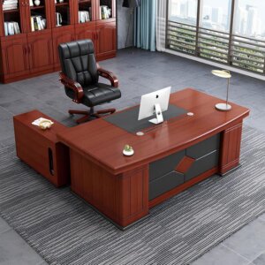 1.6m Executive Office Desk with Side Cabinet