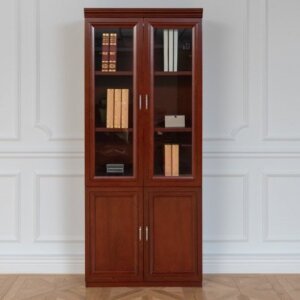 2-Door Wooden Office Cabinet with Glass Doors